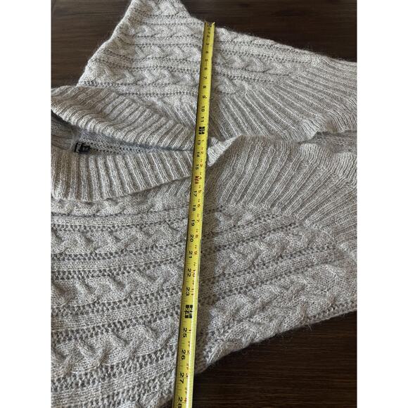 Mohair Cardigan Womens Large Gray Gold Metallic Cable Knit Shrug Sweater Express - Picture 8 of 10